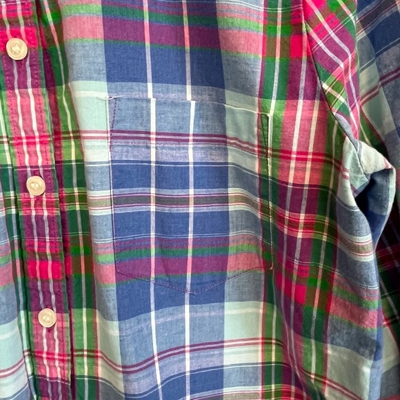 J. Crew Men's Blue Plaid Button Up Shirt Sz S Blue Green Red Easter Work Prep - Picture 4 of 13